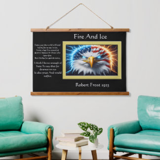 Majestic Eagle mit amerikanischer Fahne Wandteppich Mit Holzrahmen