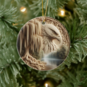 Majestic Eagle mit Blick auf Serene Lake Keramik Ornament