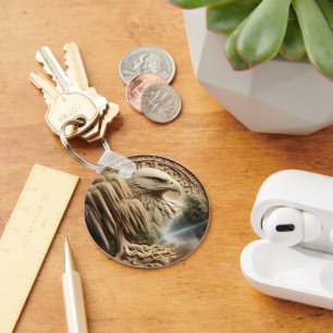 Majestic Eagle mit Blick auf Serene Lake Schlüsselanhänger