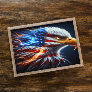 Majestic Eagle Saluting mit amerikanischem Stolz Poster