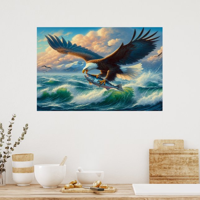 Majestic Eagle schlängelt sich hinunter zum Fang Poster (Küche)