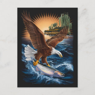 Majestic Eagle steigt über Fischen unter Postkarte