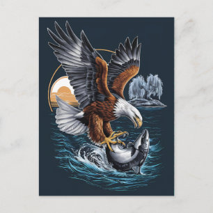 Majestic Eagle steil über den Ozeanfischen Postkarte