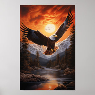Majestic Eagle steil über den Strom - Atemberauben Poster