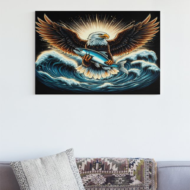 Majestic Eagle steil über Fisch auf Waage Poster (Von Creator hochgeladen)