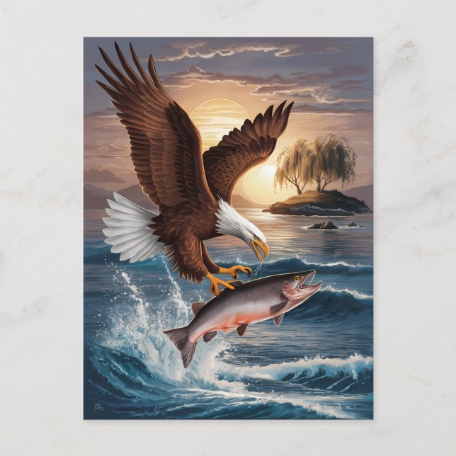 Majestic Eagle steil über Prey Postkarte (Vorderseite)