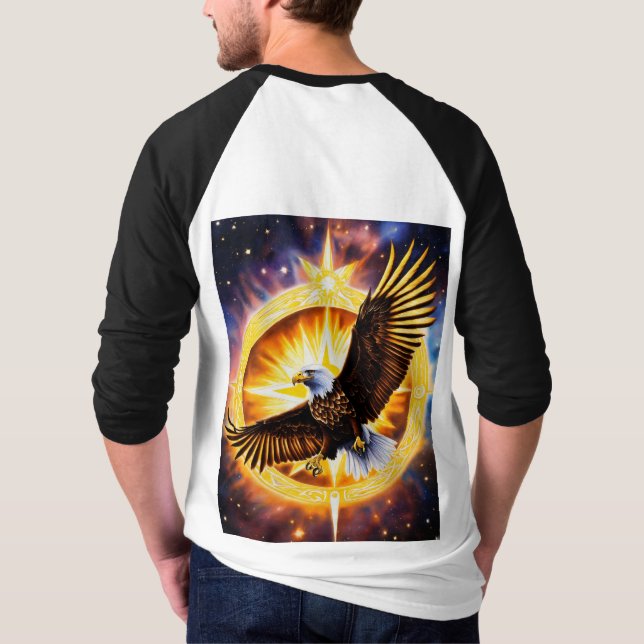 "Majestic Eagle Stickkap: Stolz in Style!" T-Shirt (Rückseite)