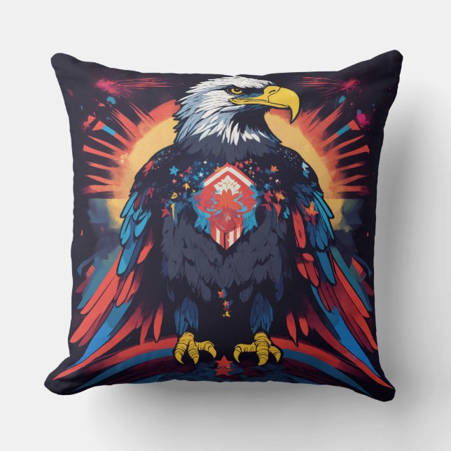 Majestic Eagle Throw Kissen: Ein Symbol der Stärke Kissen (Vorderseite)