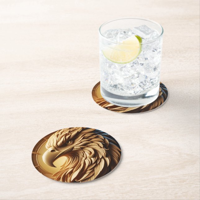 Majestic Eagle Timekeeper Runder Pappuntersetzer (Vor Ort)