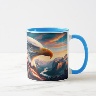 Majestic Eagle verschmolzen mit amerikanischer Fla Tasse