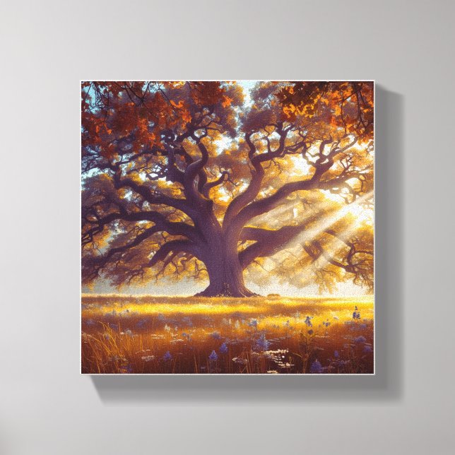 Majestic Eak auf der Wiese Leinwanddruck (Vorderseite)