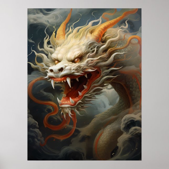 Majestic Eastern Dragon Illustration Print/ Poster (Vorne)