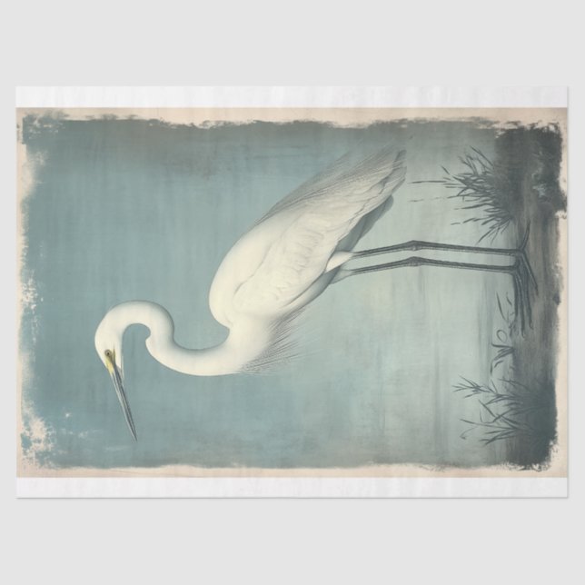 Majestic Egret in Coastal Watercolor Decoupage Seidenpapier (Vorderseite)