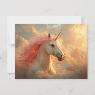 Majestic Einhorn in Sonnenuntergang Wolken Postkarte