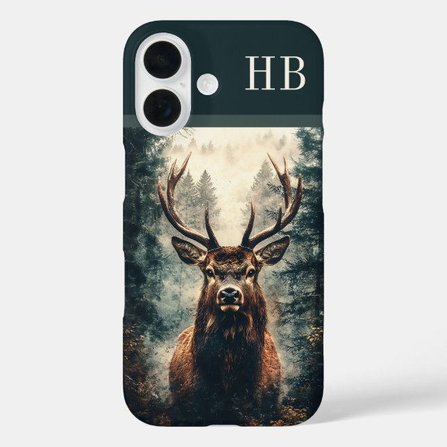 Majestic Elch Deer Monogram Personalisiert Case-Mate iPhone Hülle (Rückseite)