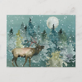 Majestic Elch in Forest Full Moon Snowfall Postkarte
