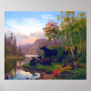 Majestic Elche in einer schwedischen Herbstlandsch Poster