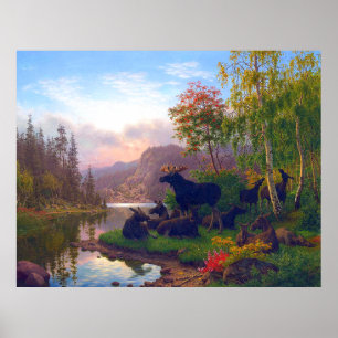 Majestic Elche in einer schwedischen Herbstlandsch Poster