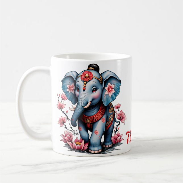 Majestic Elefant im traditionellen japanischen Sti Kaffeetasse (Links)