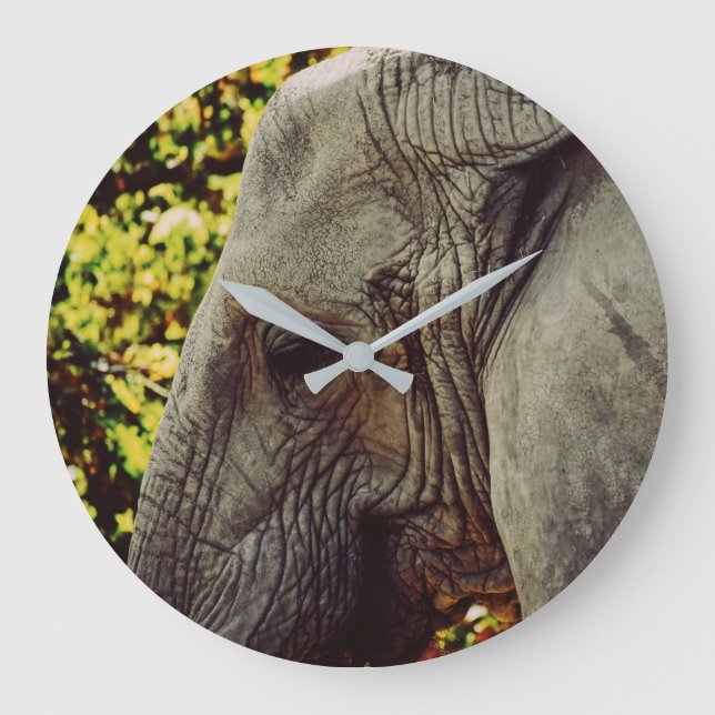 Majestic Elephant Große Wanduhr (Vorderseite)