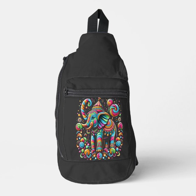 Majestic Elephant in einem Hut Crossbody Bag (Vorderseite)