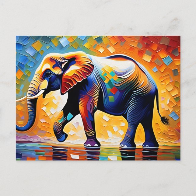 Majestic Elephant in Vibrant Hues Postkarte (Vorderseite)