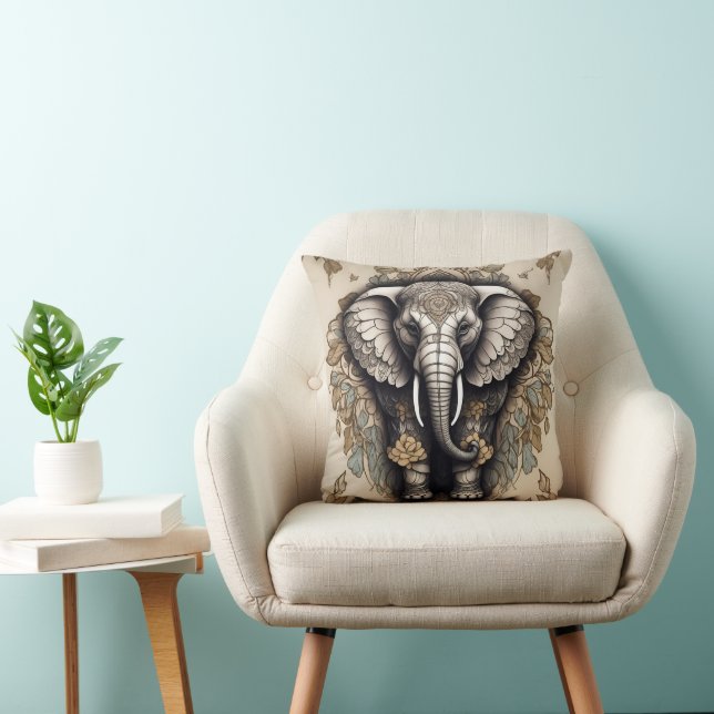 Majestic Elephant Mandala Kissen (Stuhl )