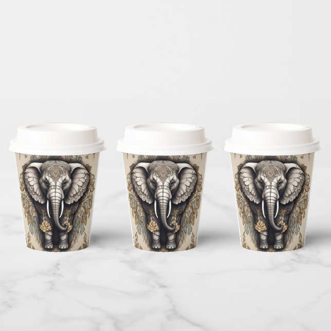 Majestic Elephant Mandala Pappbecher (Multi)