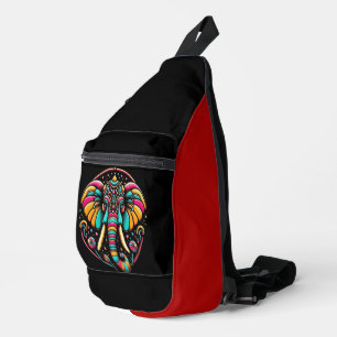 Majestic Elephant mit lebendiger Gesichtspolze Crossbody Bag
