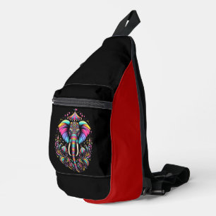 Majestic Elephant mit lebendiger Gesichtspolze Crossbody Bag