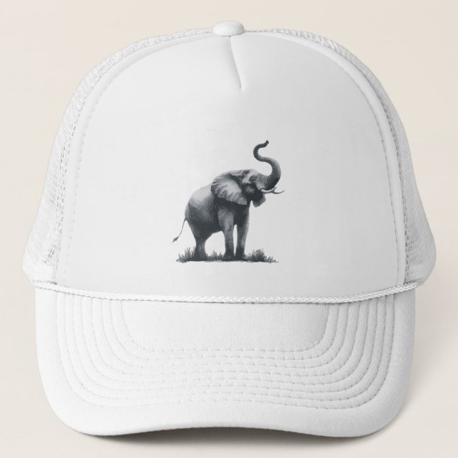 Majestic Elephant mit Raised Trunk Truckerkappe (Vorderseite)