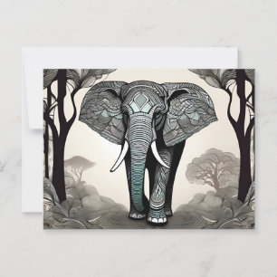Majestic Elephant mit Verzierten Stammesmustern Postkarte