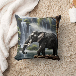 Majestic Elephant von Serene Waterfall bei Morgend Kissen