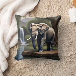 Majestic Elephant von Serene Waterfall bei Morgend Kissen
