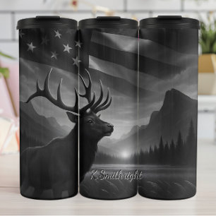 Majestic Elk American Flag Wilderness Thermosbecher
