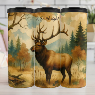 Majestic Elk Autumn Foods Watercolor Thermosbecher