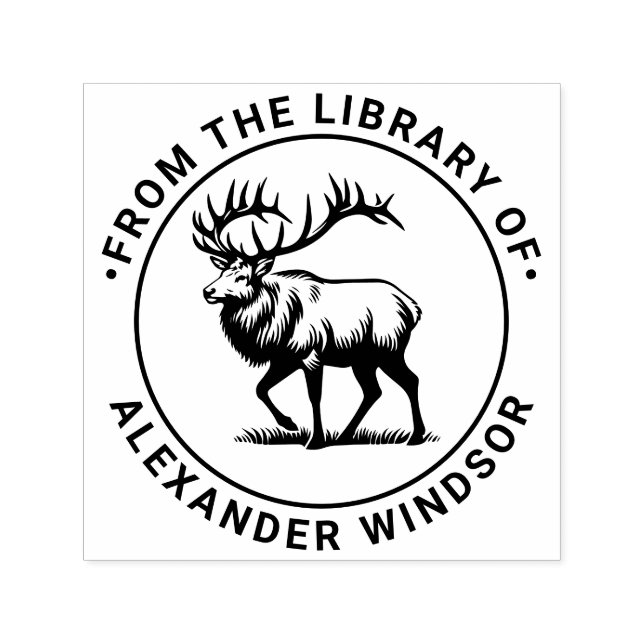 Majestic Elk Stehend Library Name Permastempel (Design)