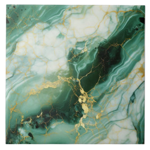 Majestic Emerald & Gold Art Tile Fliese