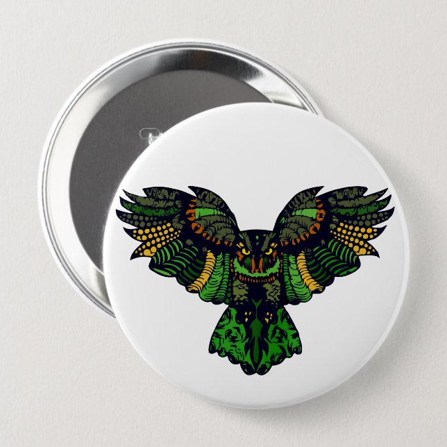 Majestic Emerald Owl Button (Vorne & Hinten)