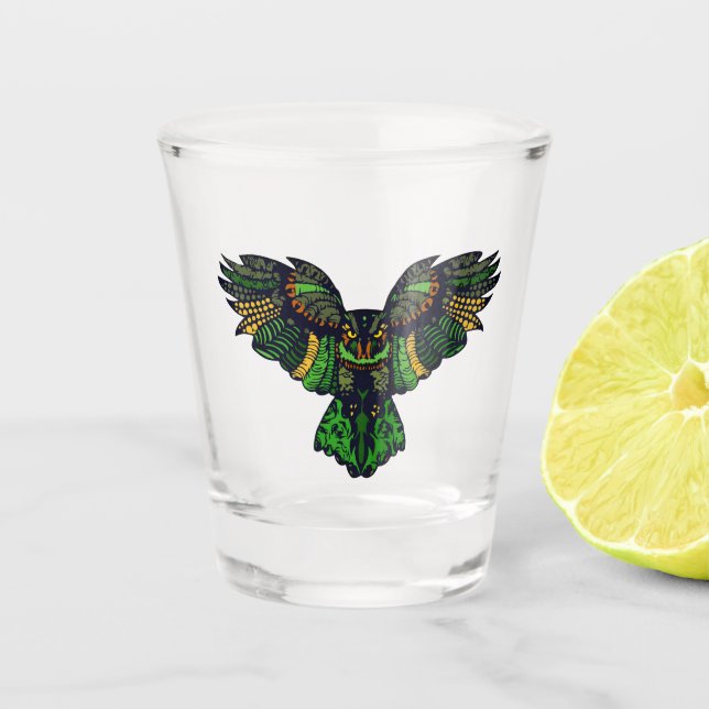 Majestic Emerald Owl Schnapsglas (Vorderseite)