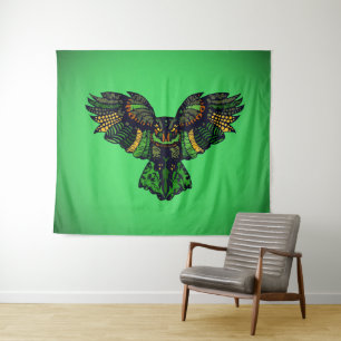 Majestic Emerald Owl Wandteppich