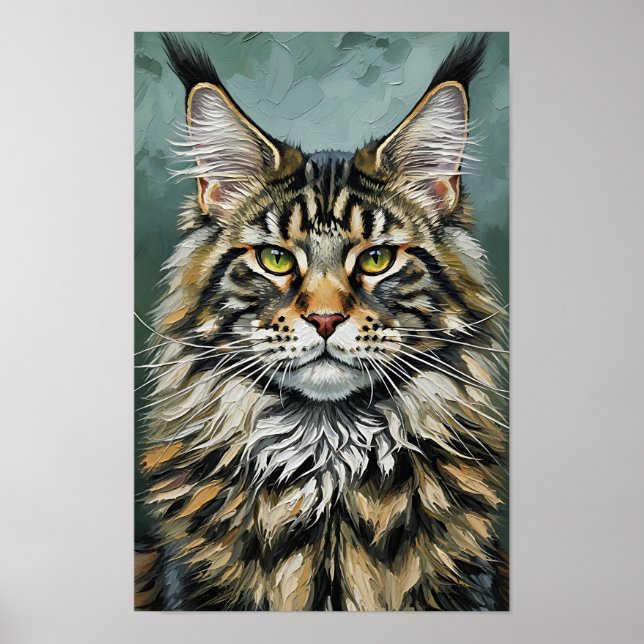 Majestic Expressionist Maine Coon Cat Poster (Vorne)