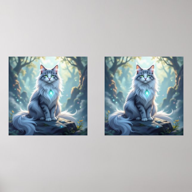 **Majestic Fantasy Cat with Mystical Aura – High F Bilderwand Sets (Vorderseite)