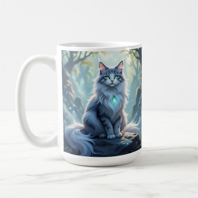 **Majestic Fantasy Cat with Mystical Aura – High F Kaffeetasse (Links)