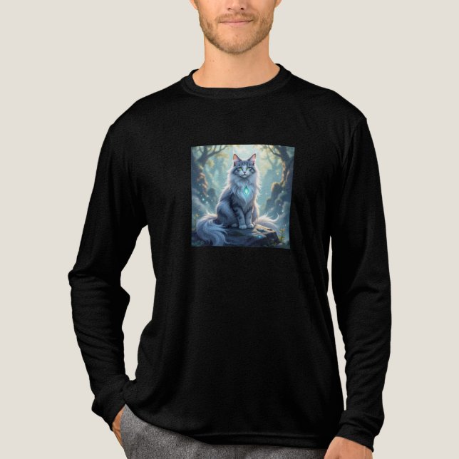 **Majestic Fantasy Cat with Mystical Aura – High F Tri-Blend Shirt (Vorderseite)
