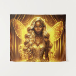 Majestic Fantasy Queen in einem goldenen magischen Wandteppich