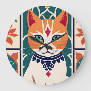Majestic Feline Charm Große Wanduhr