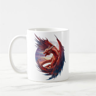 Majestic Fire Dragon - Epische Fantasie Kaffeetasse