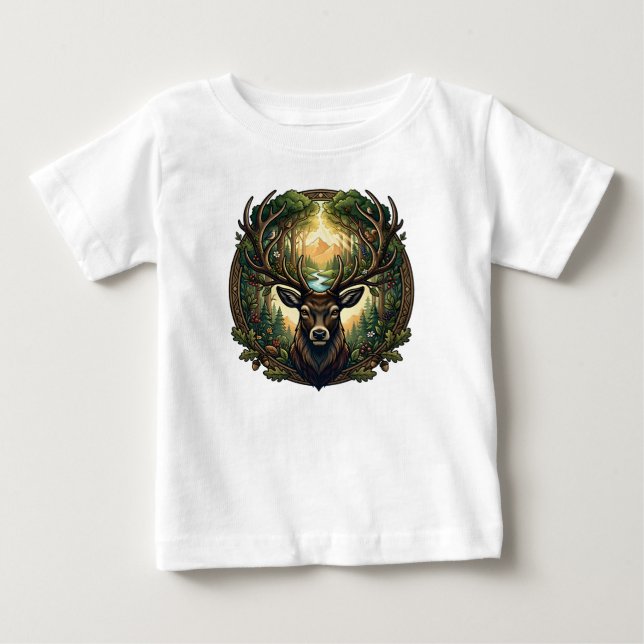 Majestic Forest Stag Nature Wildlife Art Baby T-shirt (Vorderseite)