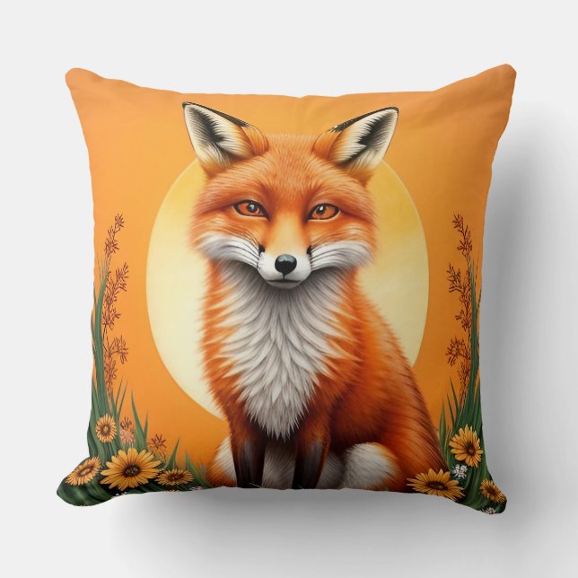 Majestic Fox Portrait Kissen (Vorderseite)